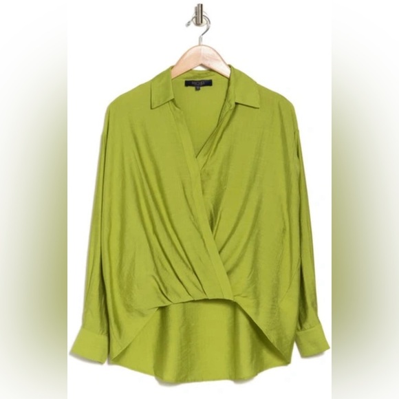 Rachel Roy|Faux wrap Drapey long sleeve blouse,high low style••• - Picture 1 of 12